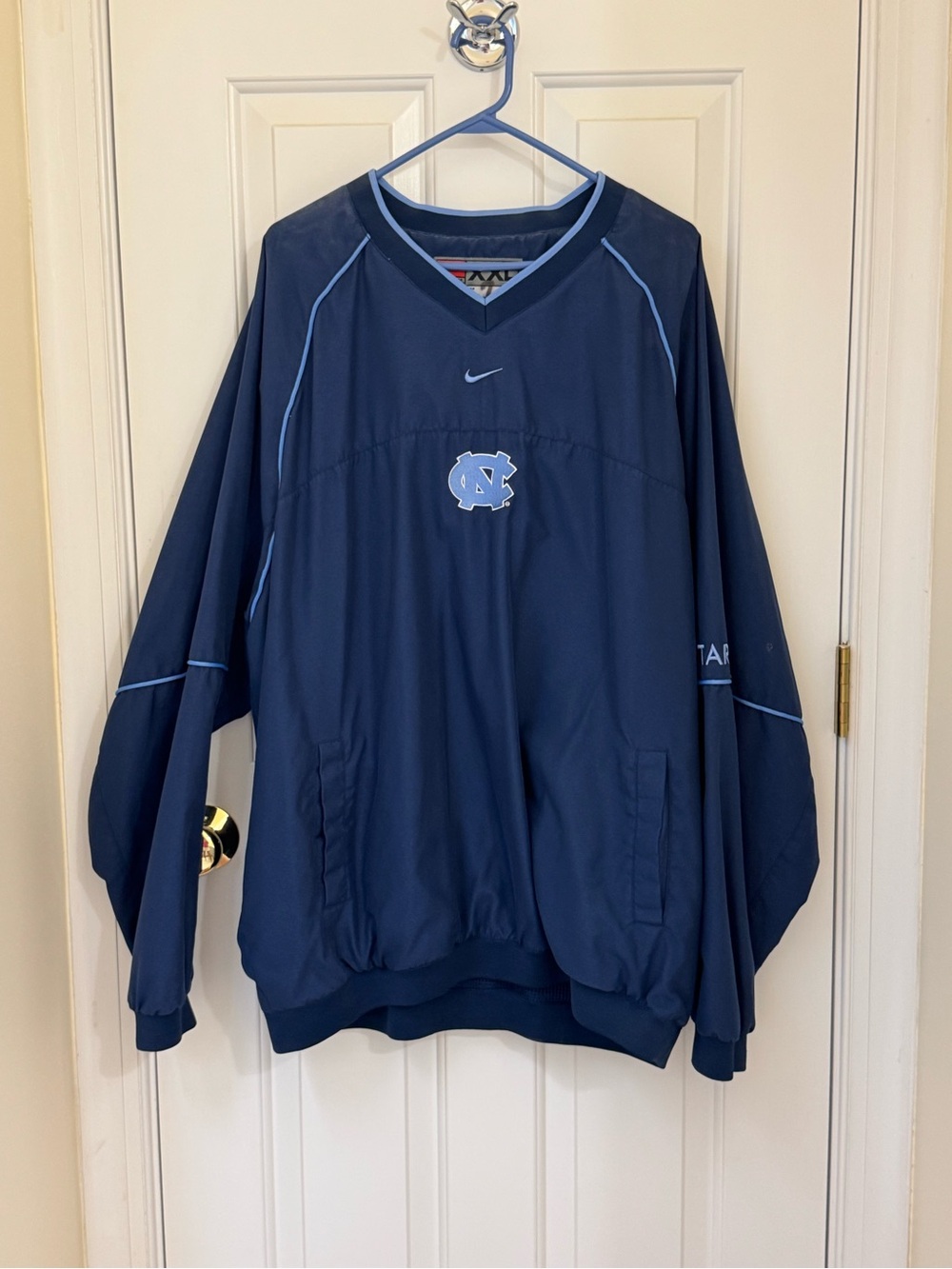 Nike Men's Navy V-Neck Pullover with Light Blue Trim